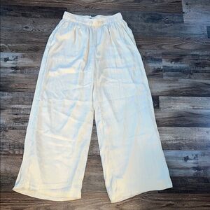 Abercrombie & Fitch Light Cream Satin Crinkle Pull On Pants